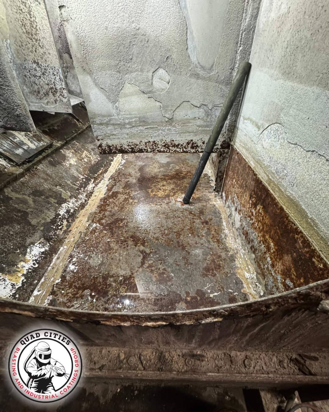 Cooling tower drained and dried after hydro blasting