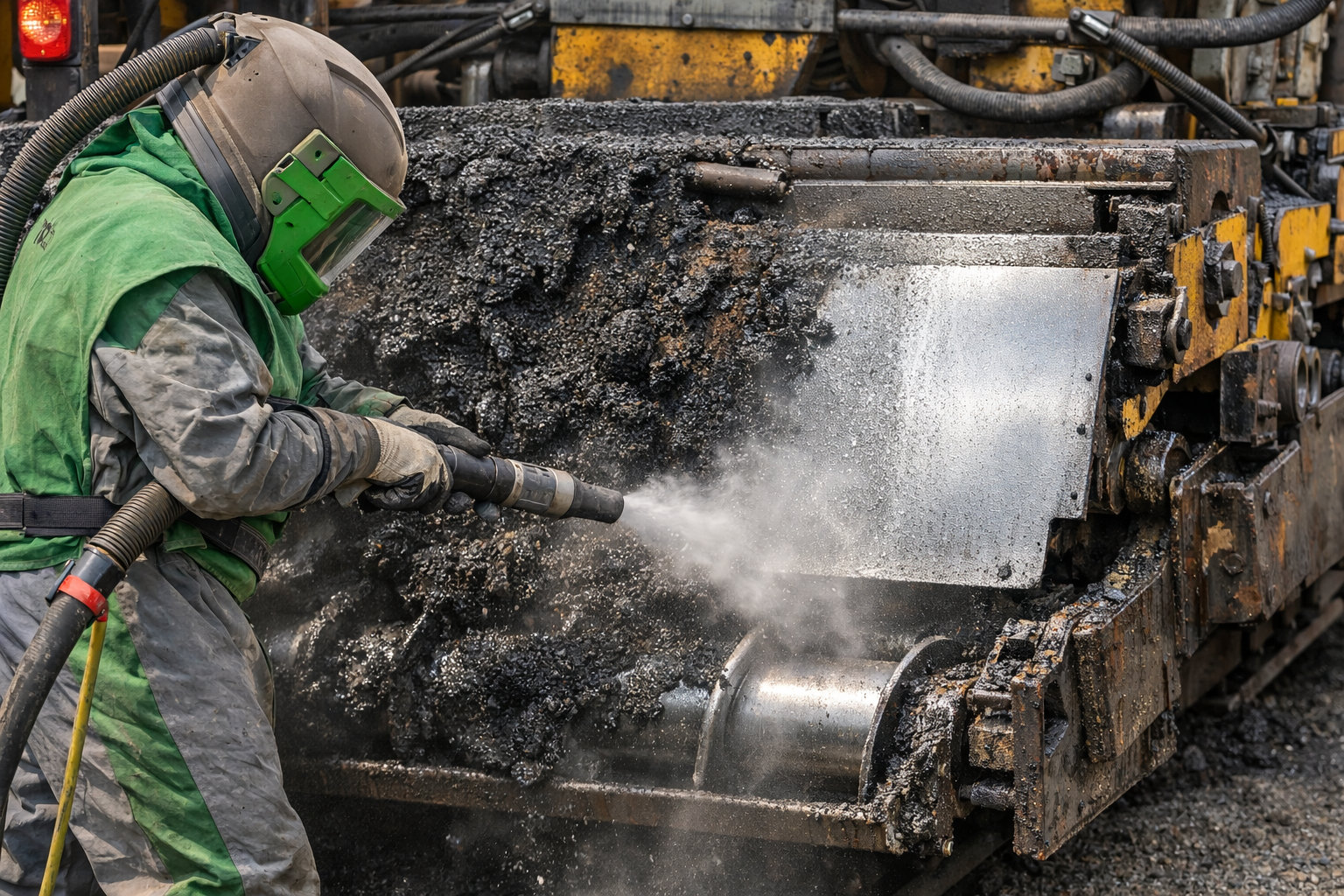 Heavy machinery receiving restoration and protective coating